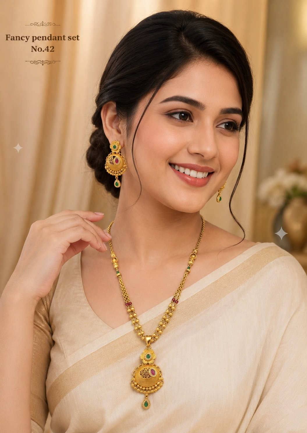 : Fancy Pendant Set Design: Traditional Floral Pendant Set