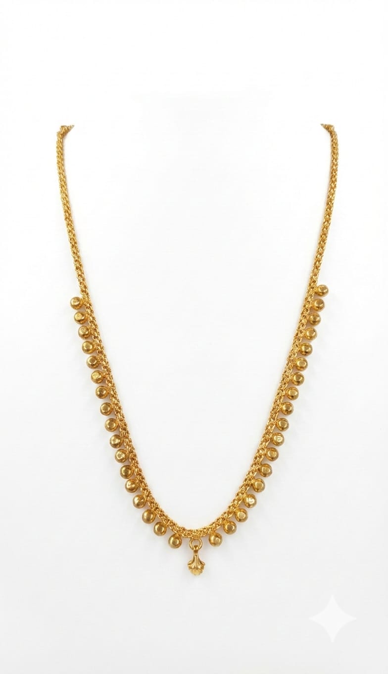 Golden Bead Charm Necklace