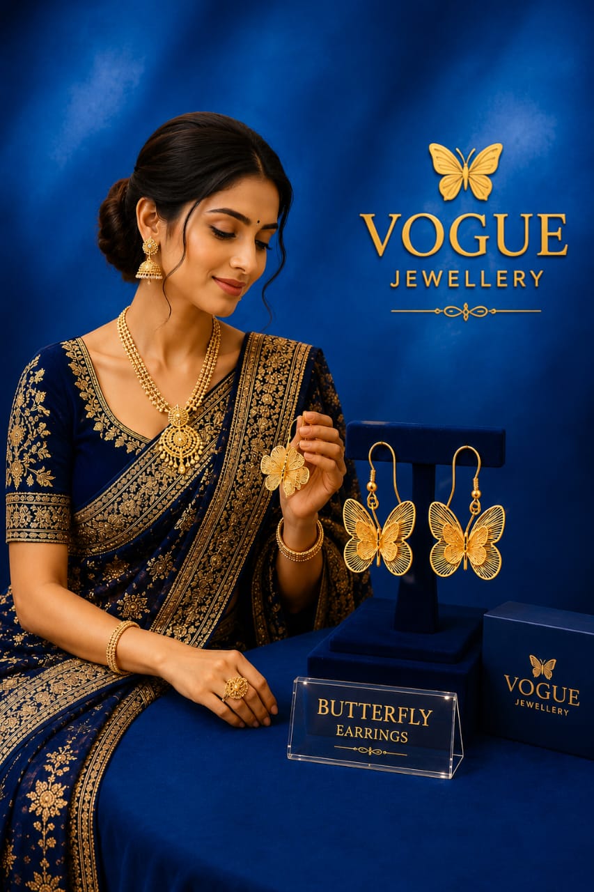 Elegant ROSE Gold-Plated Butterfly Dangle Earrings for Women | Lightweight Fashion Jewelry